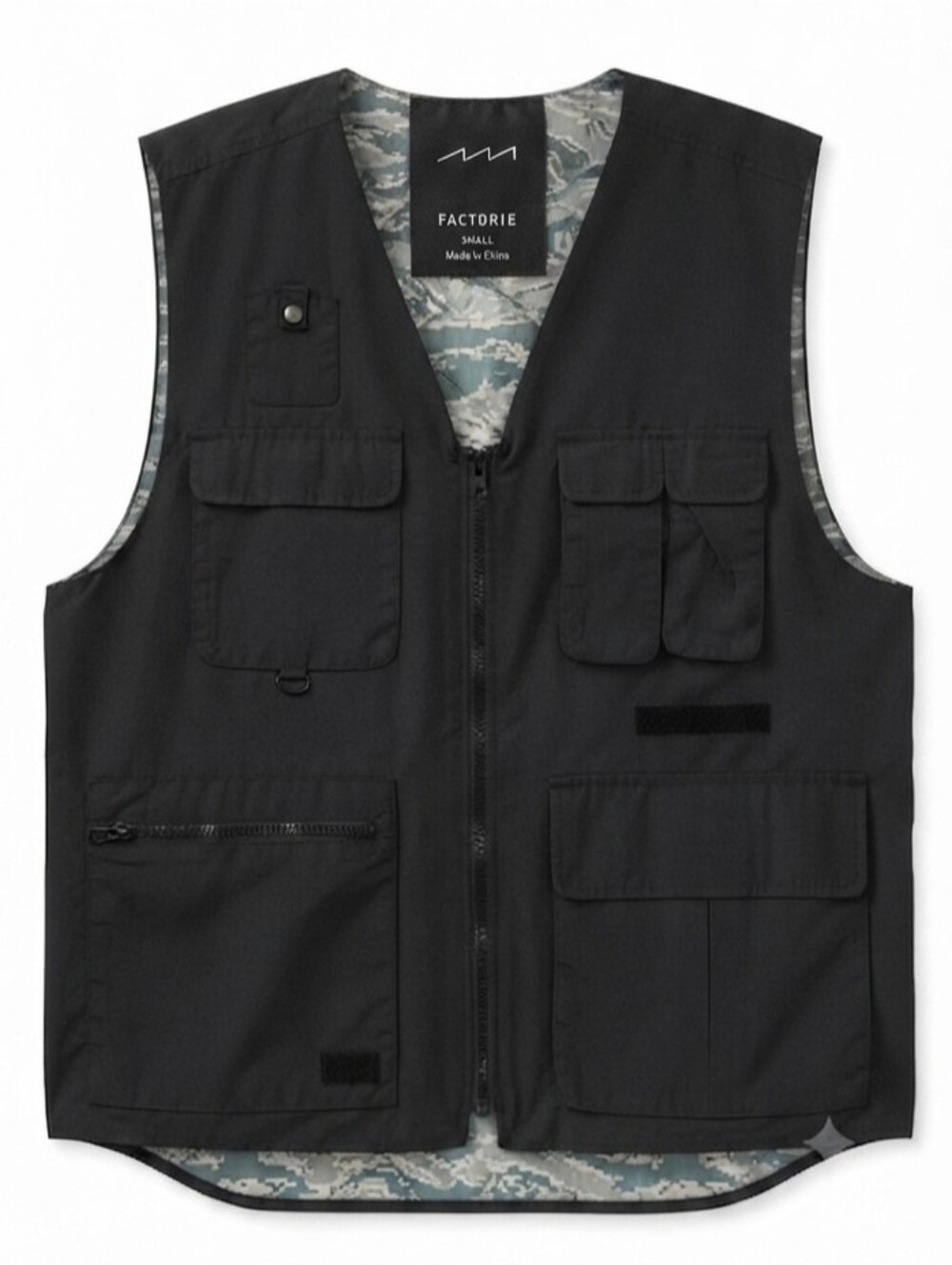 Military-Style Black Field Vest with Multiple Pockets